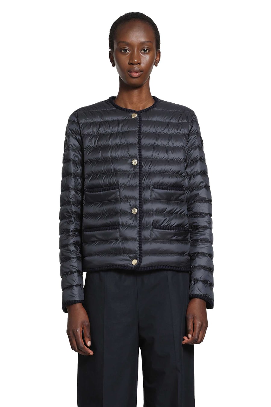 Moncler Circaete Braided Trim Short Down Jacket, view 2