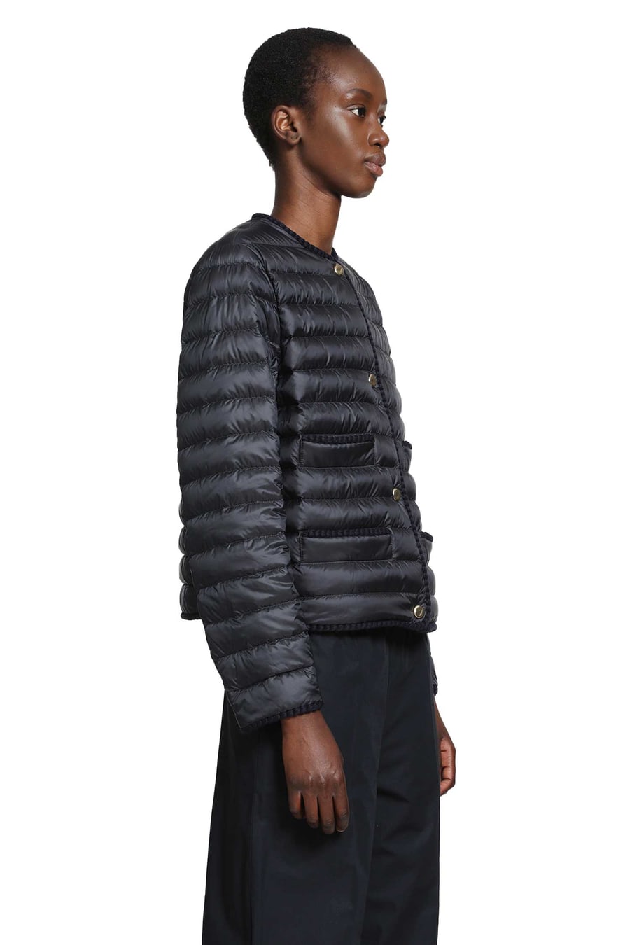 Moncler Circaete Braided Trim Short Down Jacket, view 3