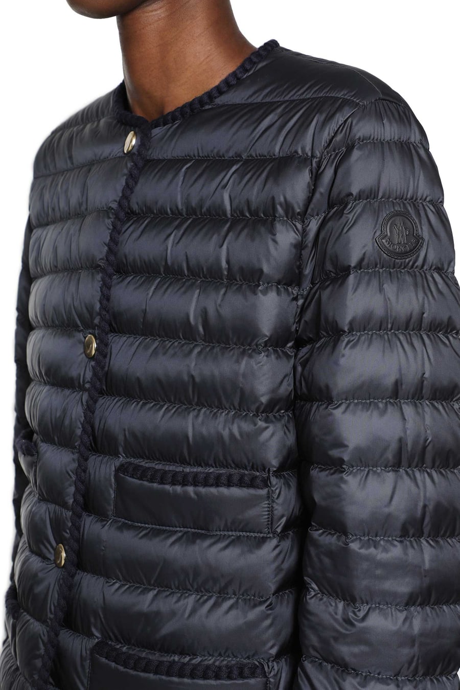 Moncler Circaete Braided Trim Short Down Jacket, view 5