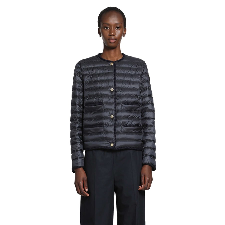 Moncler Circaete Braided Trim Short Down Jacket, view 7