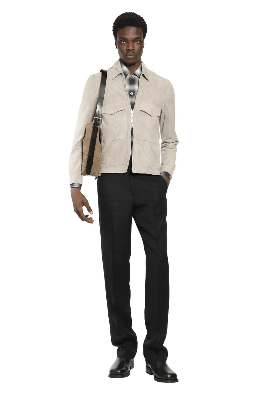 GIORGIO BRATO Leather Zip-Up Jacket, view 5