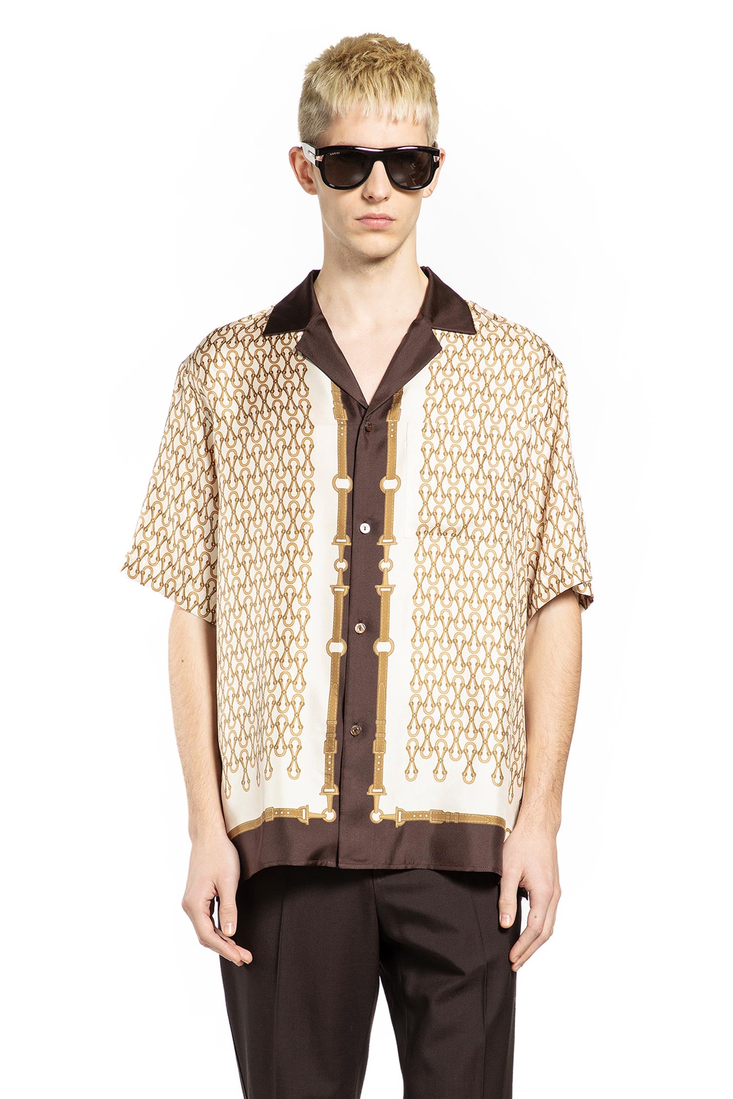 Gucci Equestrian Silk Twill Bowling Shirt