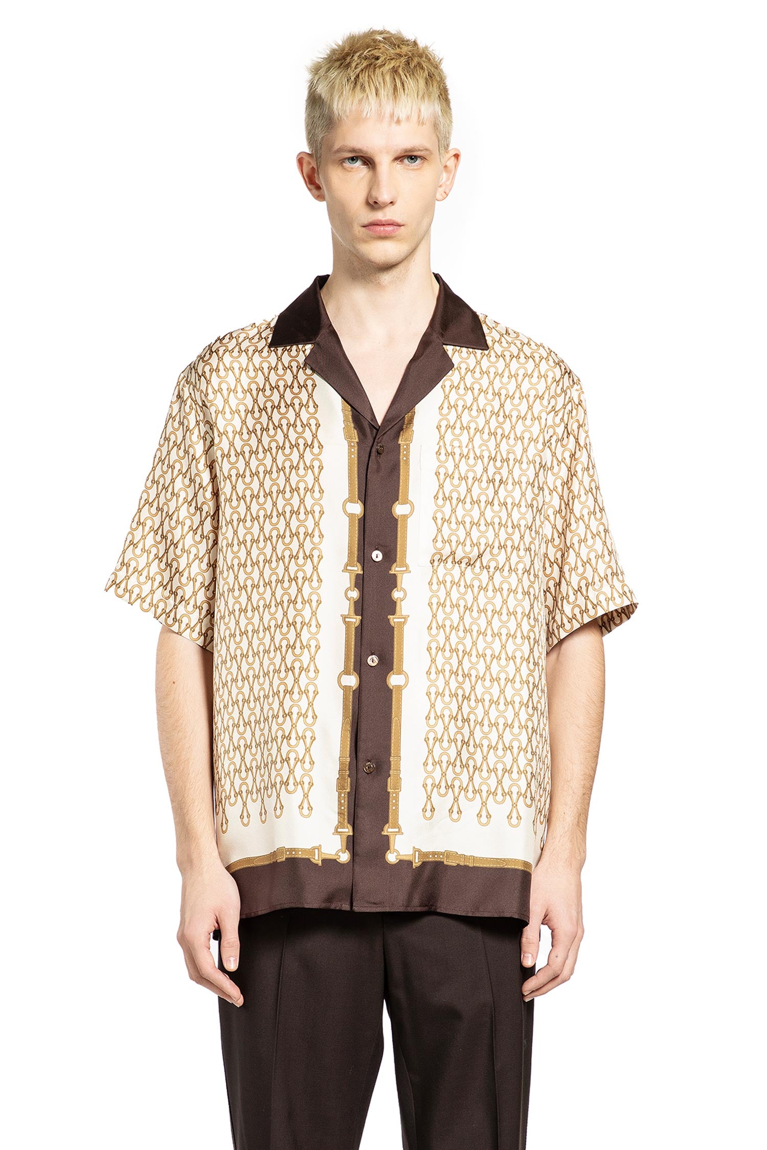 Gucci Equestrian Silk Twill Bowling Shirt, view 2