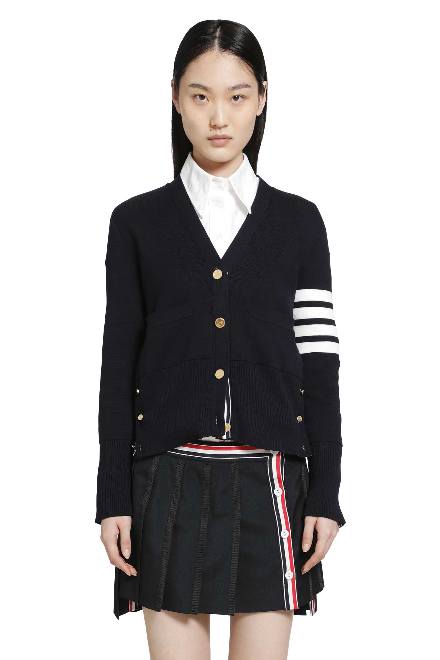 Thom Browne Milano Classic 4-Bar V-Neck Cardigan, view 2
