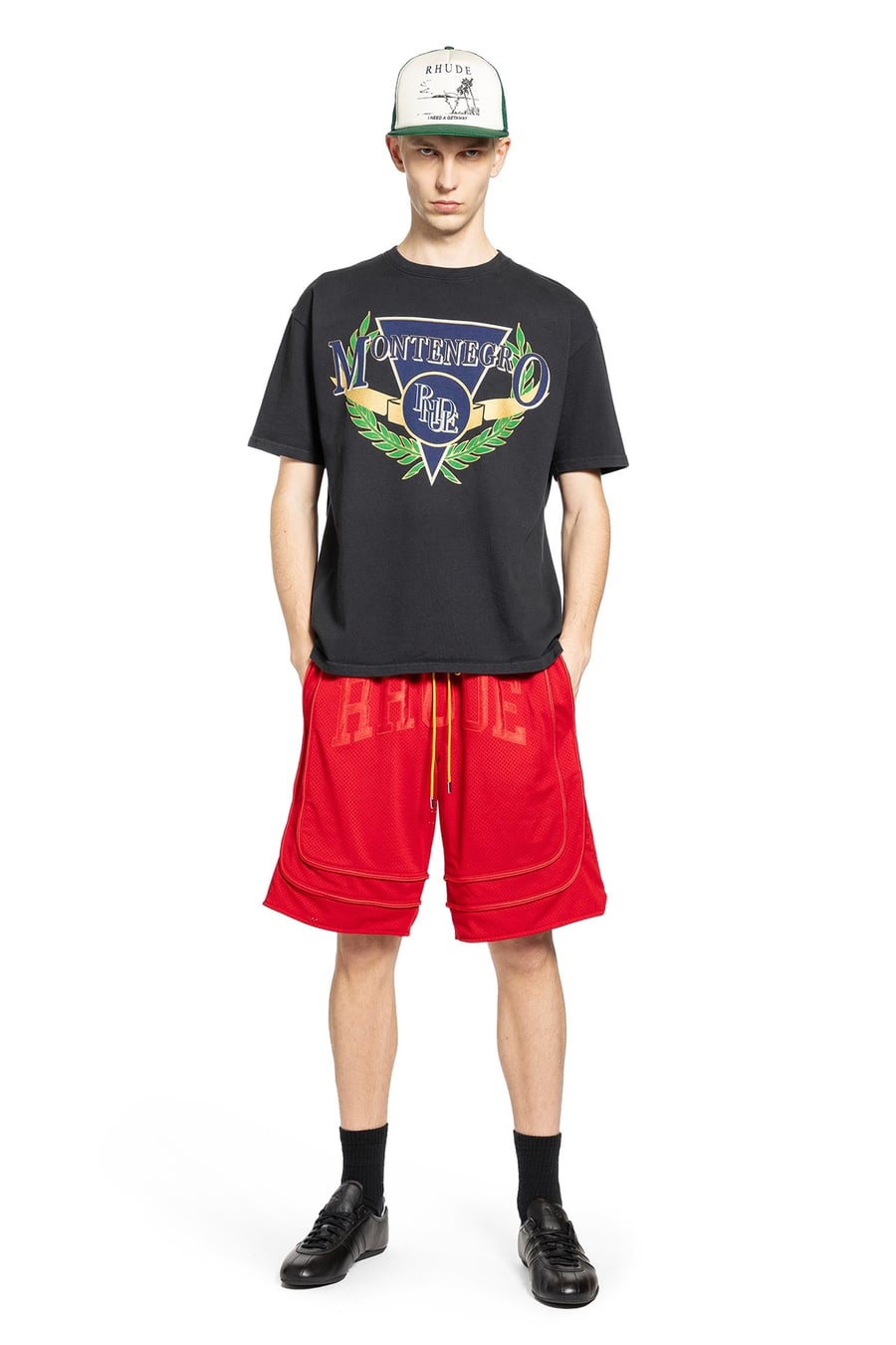 RHUDE Baggy Mesh Collegiate Shorts, view 6