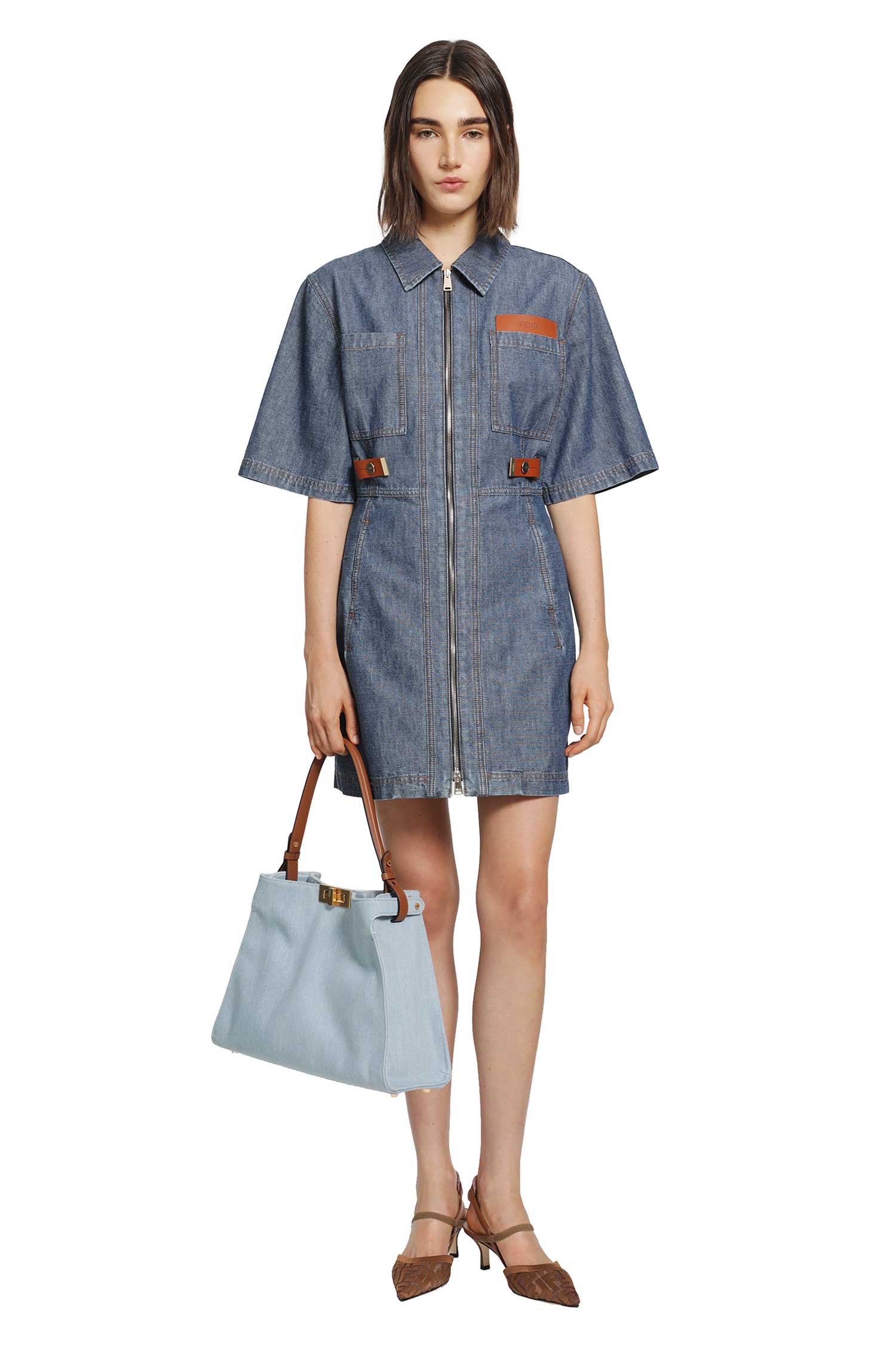 Fendi Chambray Denim Shirt Dress