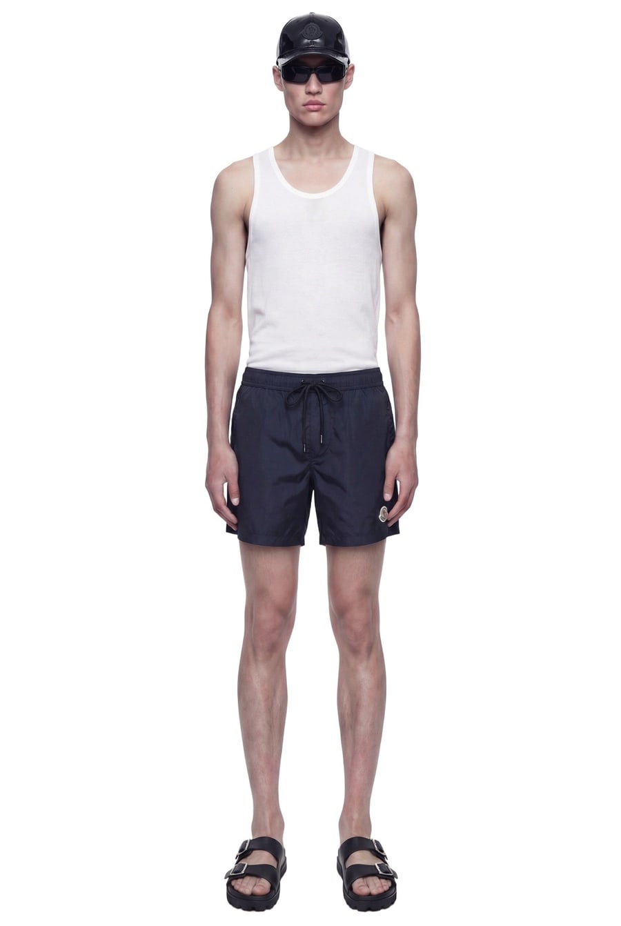 Moncler Logo Patch Swim Shorts, view 5