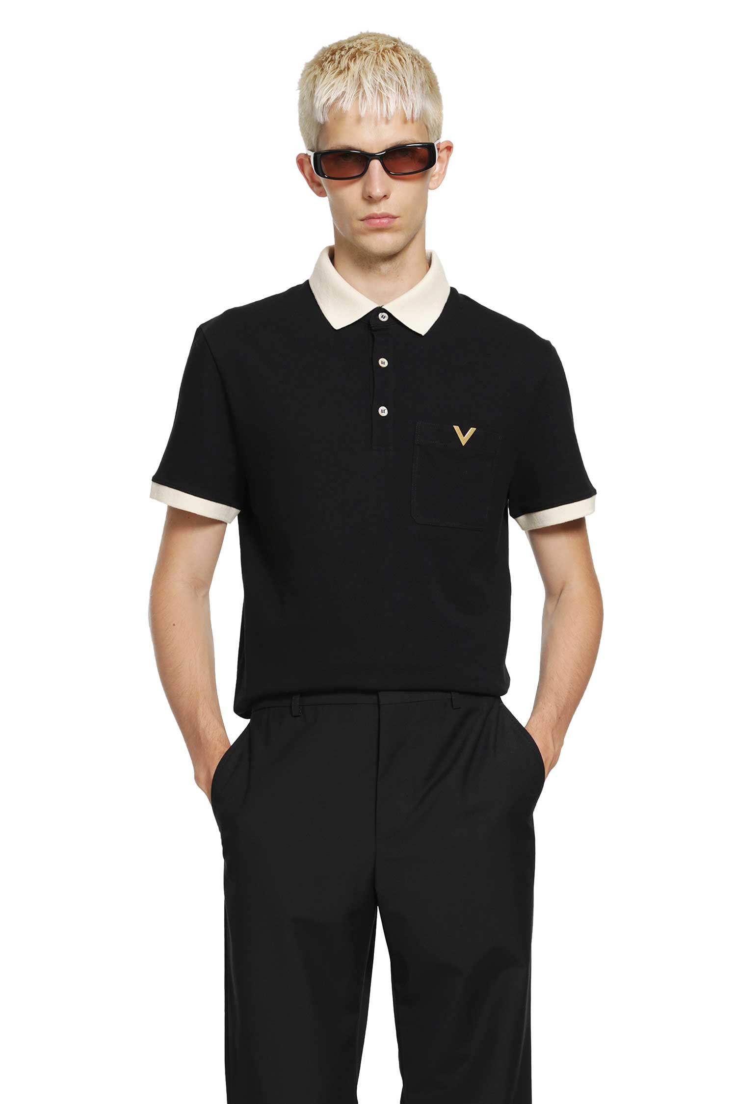 VALENTINO Polo Shirt With Vgold Logo