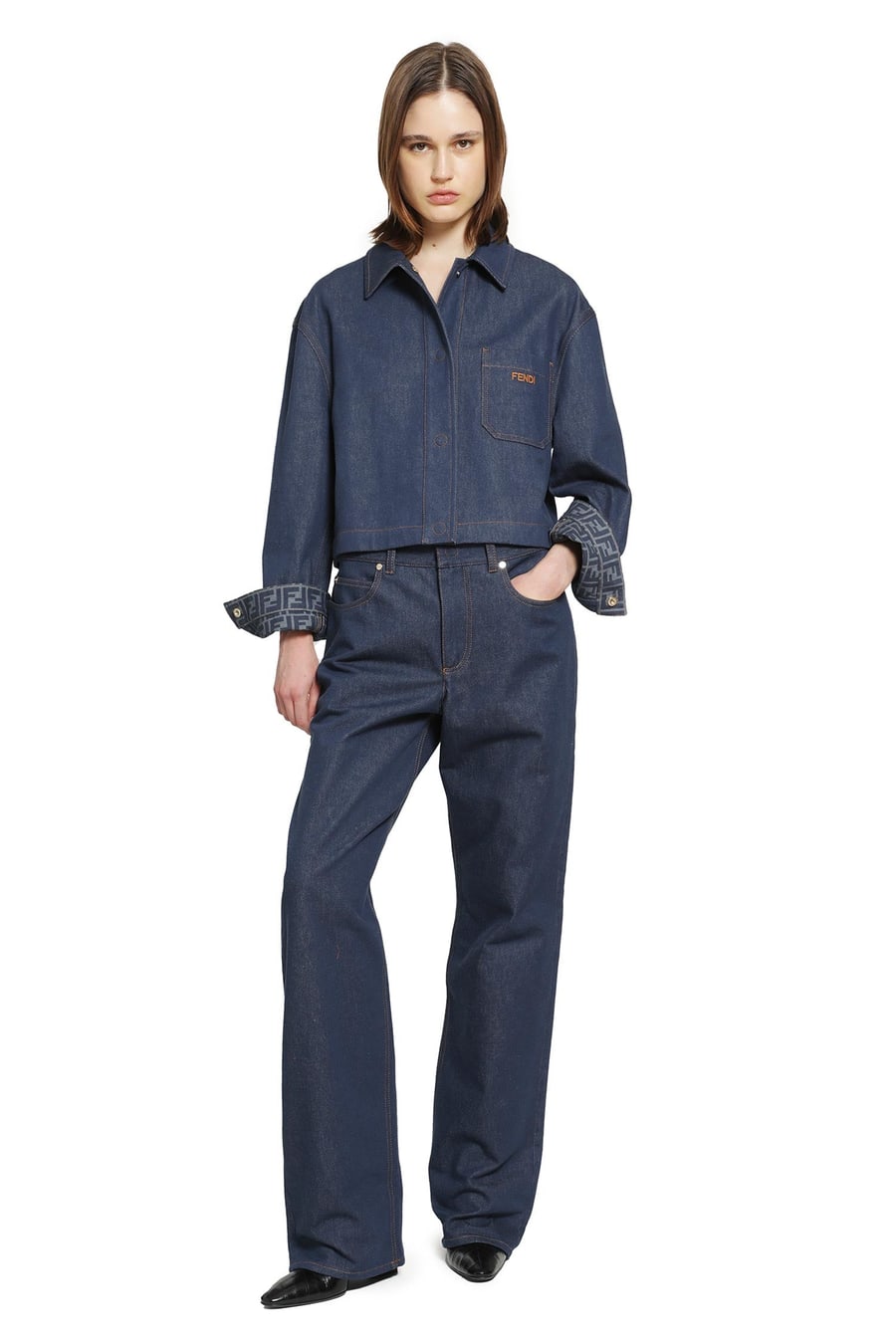 Fendi Cropped Denim Jacket, view 7