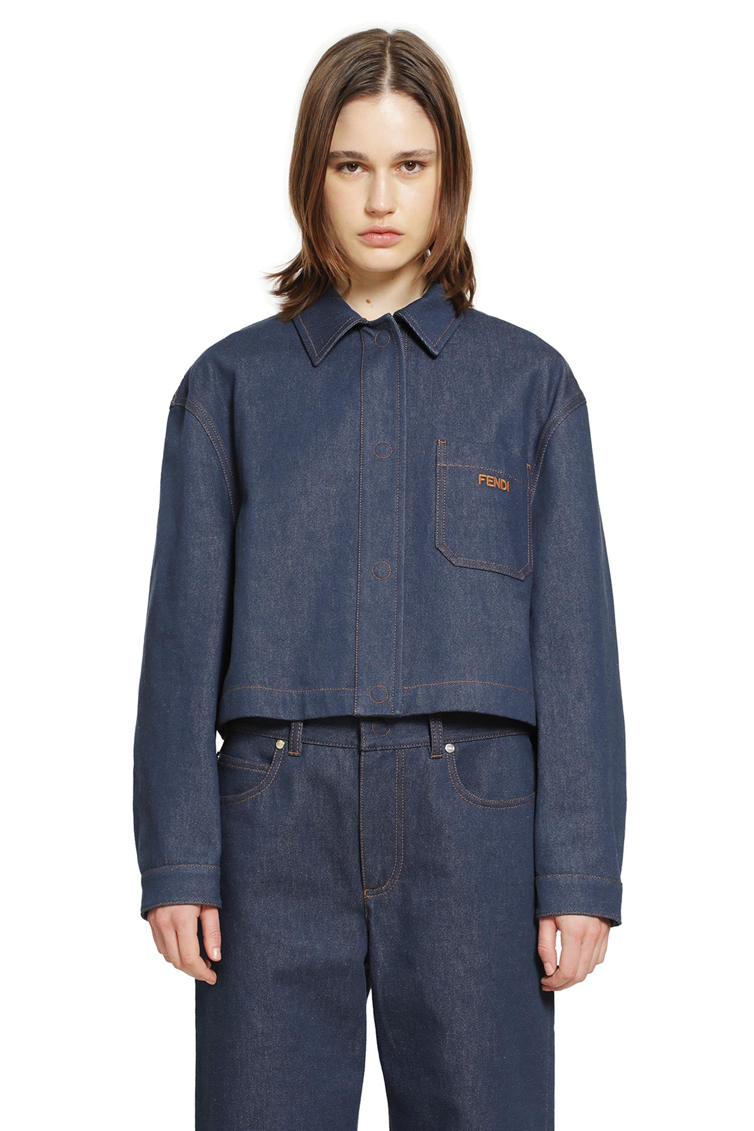 Fendi Cropped Denim Jacket, view 2