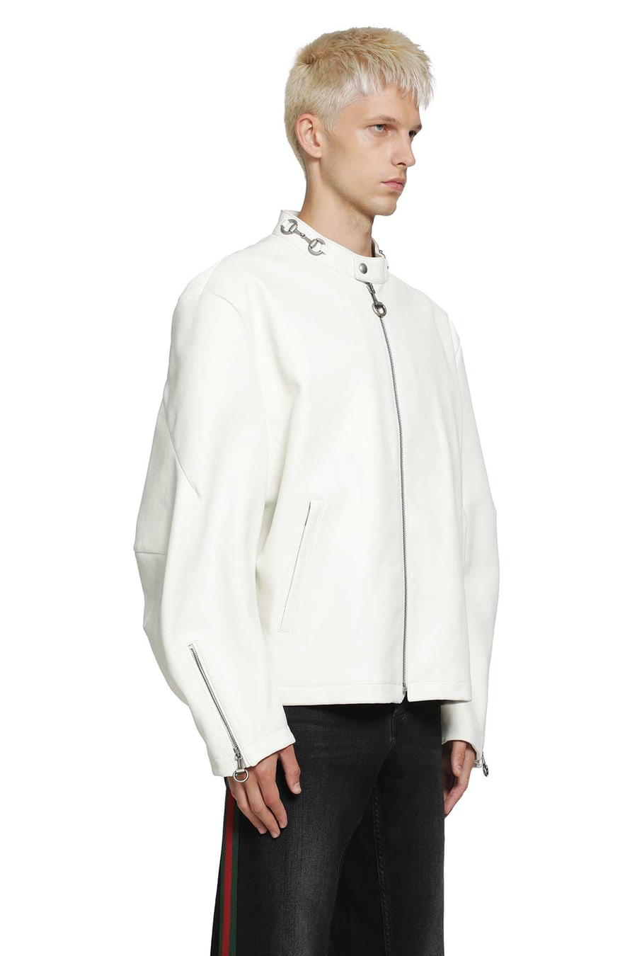 Gucci Leather Horsebit Biker Jacket, view 3