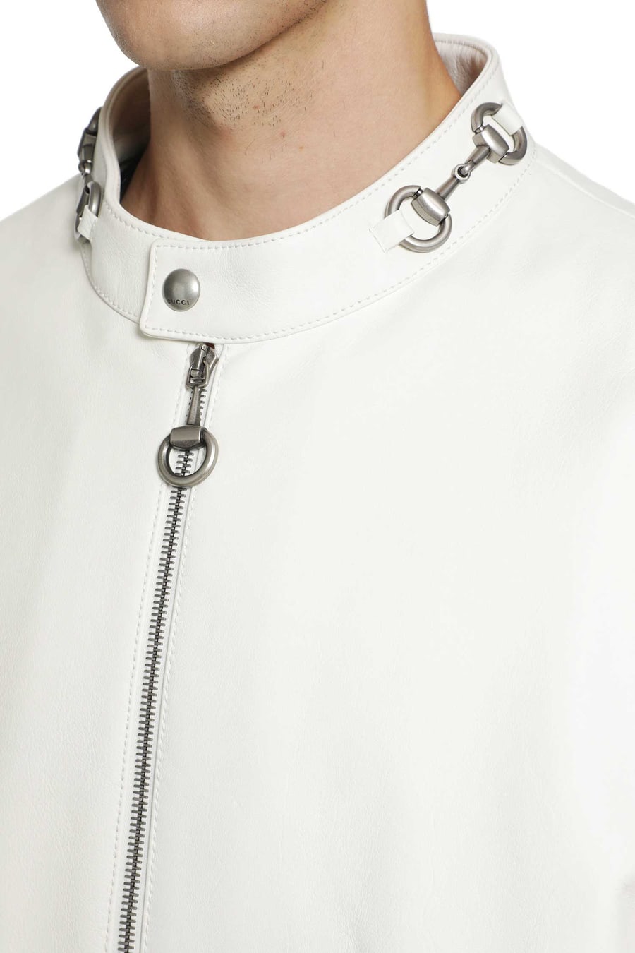 Gucci Leather Horsebit Biker Jacket, view 5