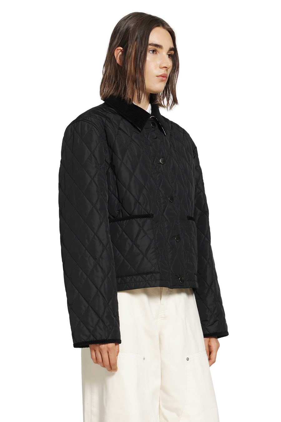 Burberry Cropped Quilted Nylon Jacket, view 3