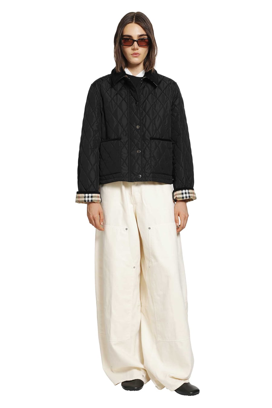 Burberry Cropped Quilted Nylon Jacket, view 6