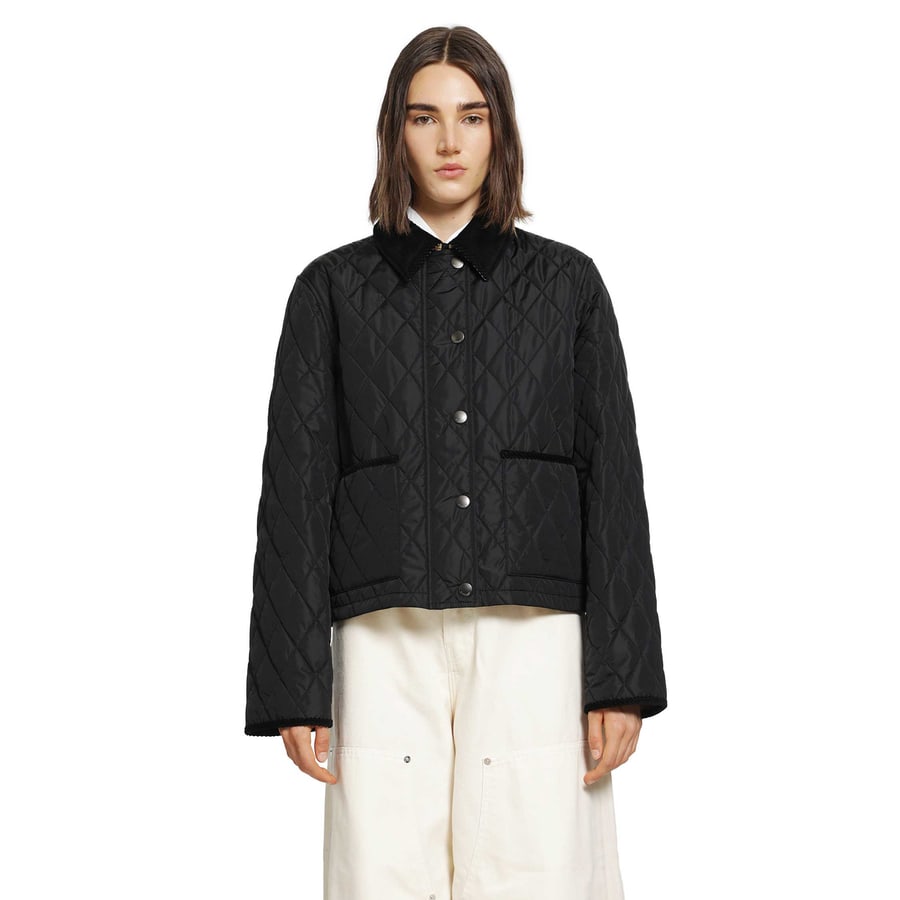 Burberry Cropped Quilted Nylon Jacket, view 7