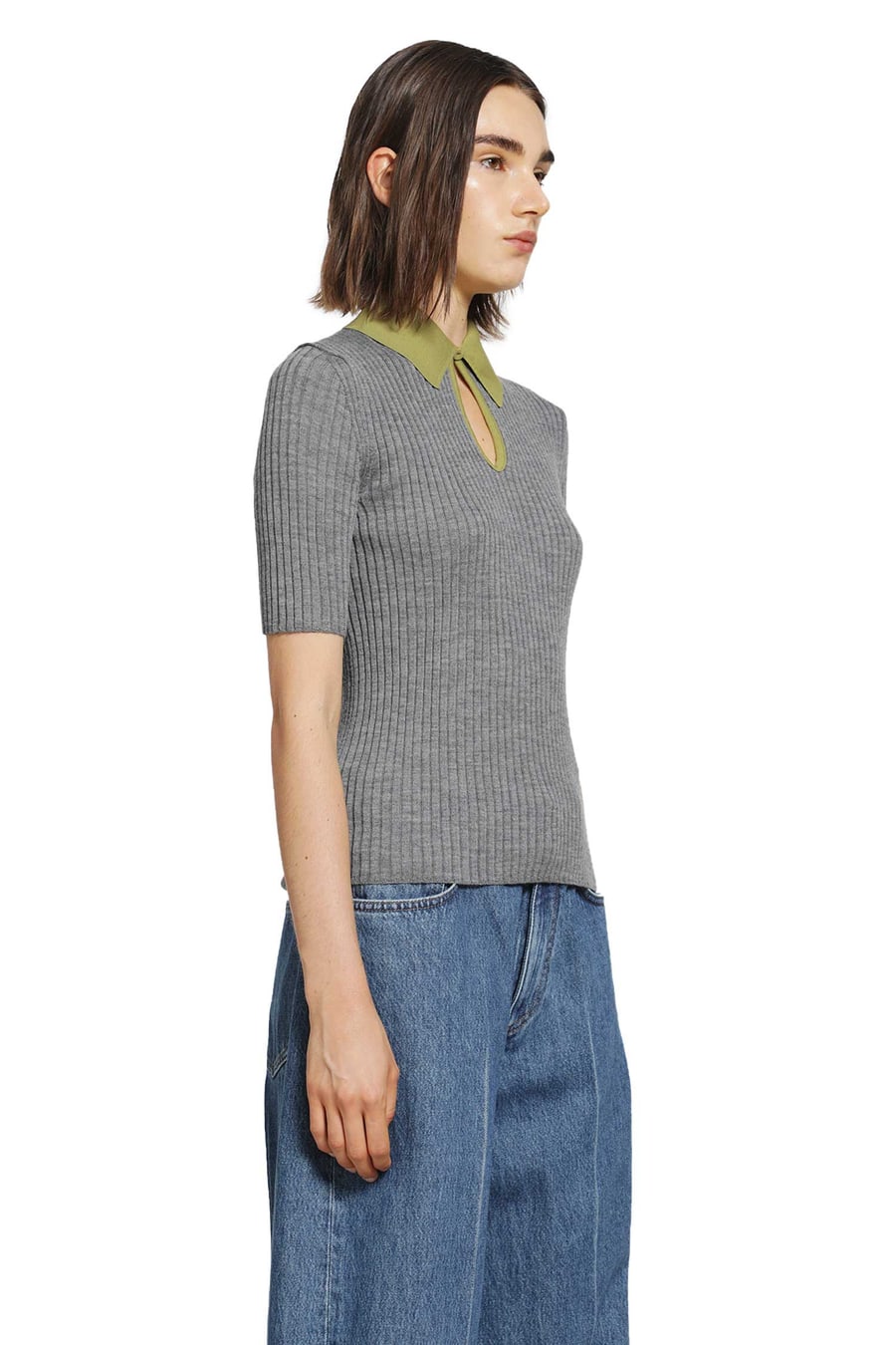 Jil Sander Lightweight Ribbed Wool Polo, view 3