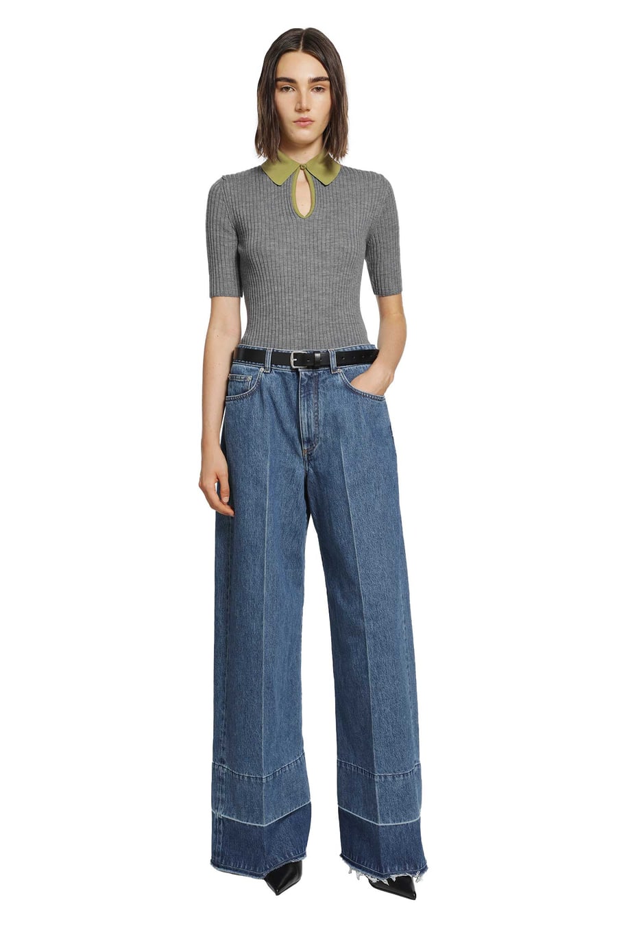 Jil Sander Lightweight Ribbed Wool Polo, view 6