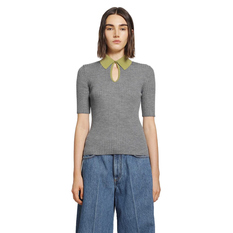 Jil Sander Lightweight Ribbed Wool Polo, view 7