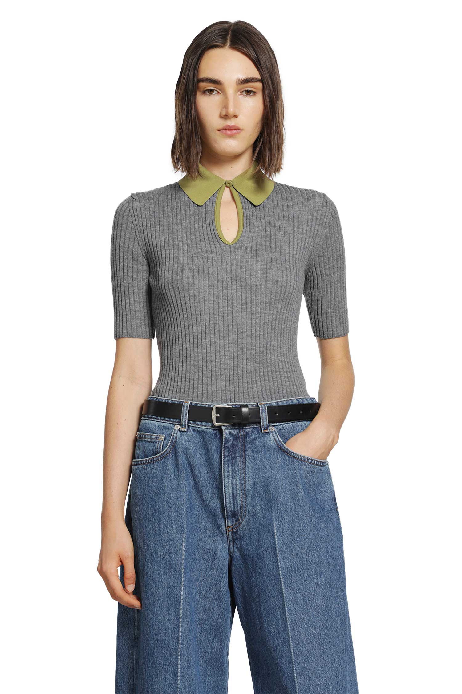 Jil Sander Lightweight Ribbed Wool Polo