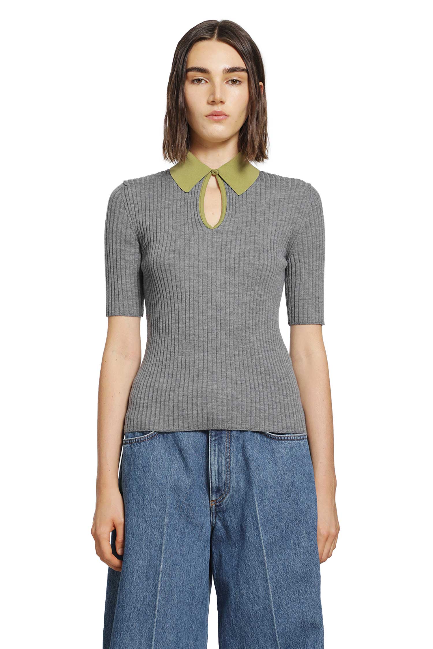 Jil Sander Lightweight Ribbed Wool Polo, view 2