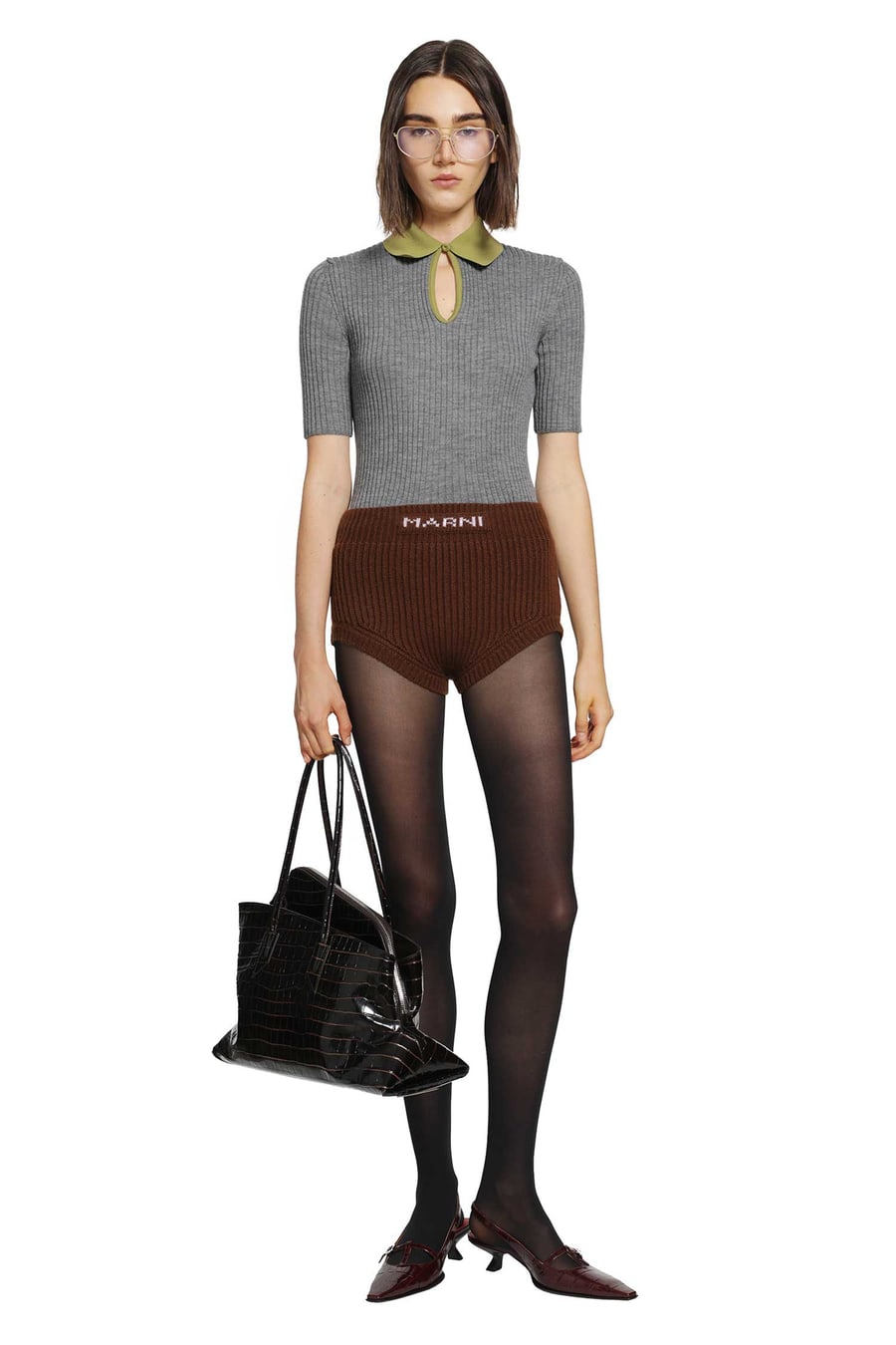 Marni Wool Cashmere Logo Briefs, view 6