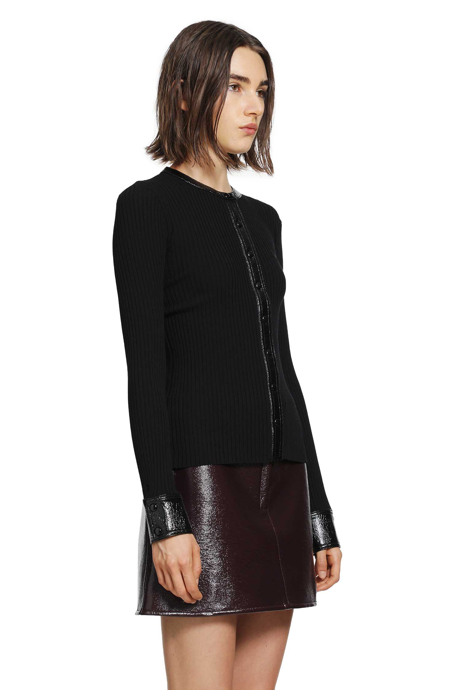 COURRÈGES Vinyl and Knit Cardigan, view 2