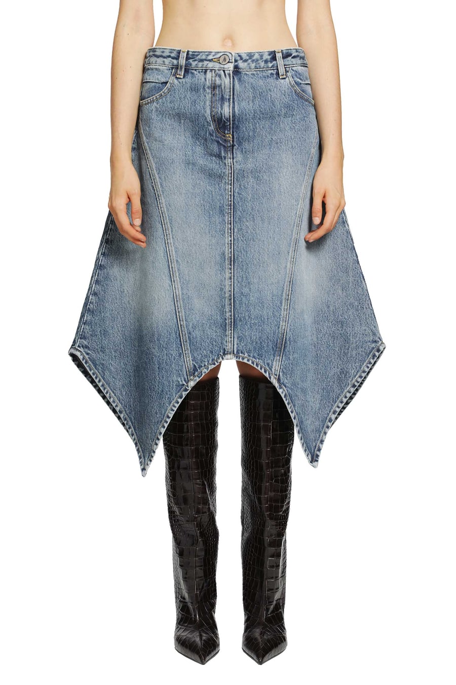The Attico Denim Midi Skirt, view 2
