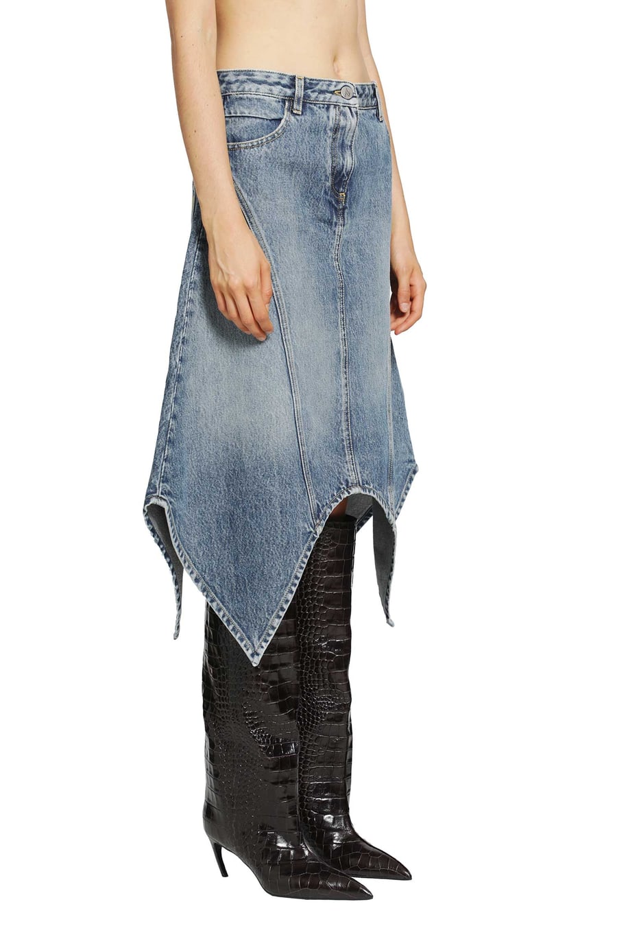 The Attico Denim Midi Skirt, view 3