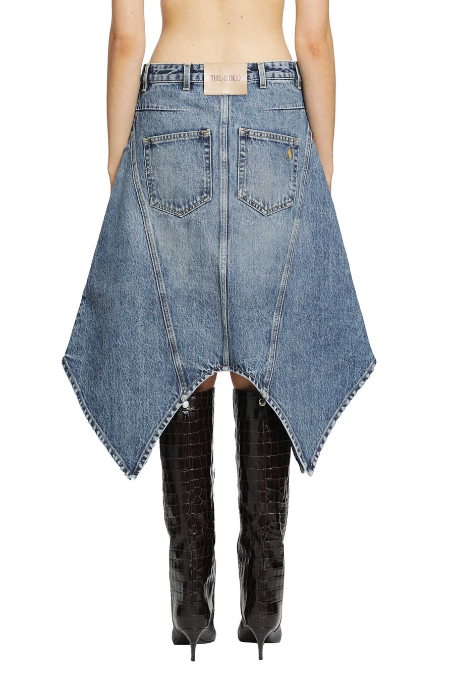 The Attico Denim Midi Skirt, view 4