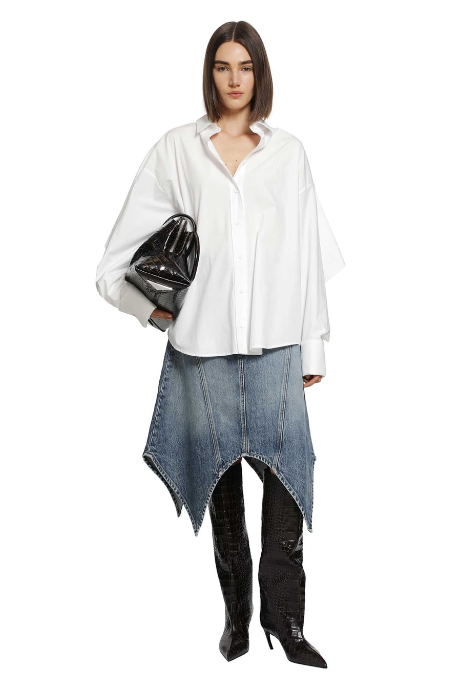 The Attico Denim Midi Skirt, view 6