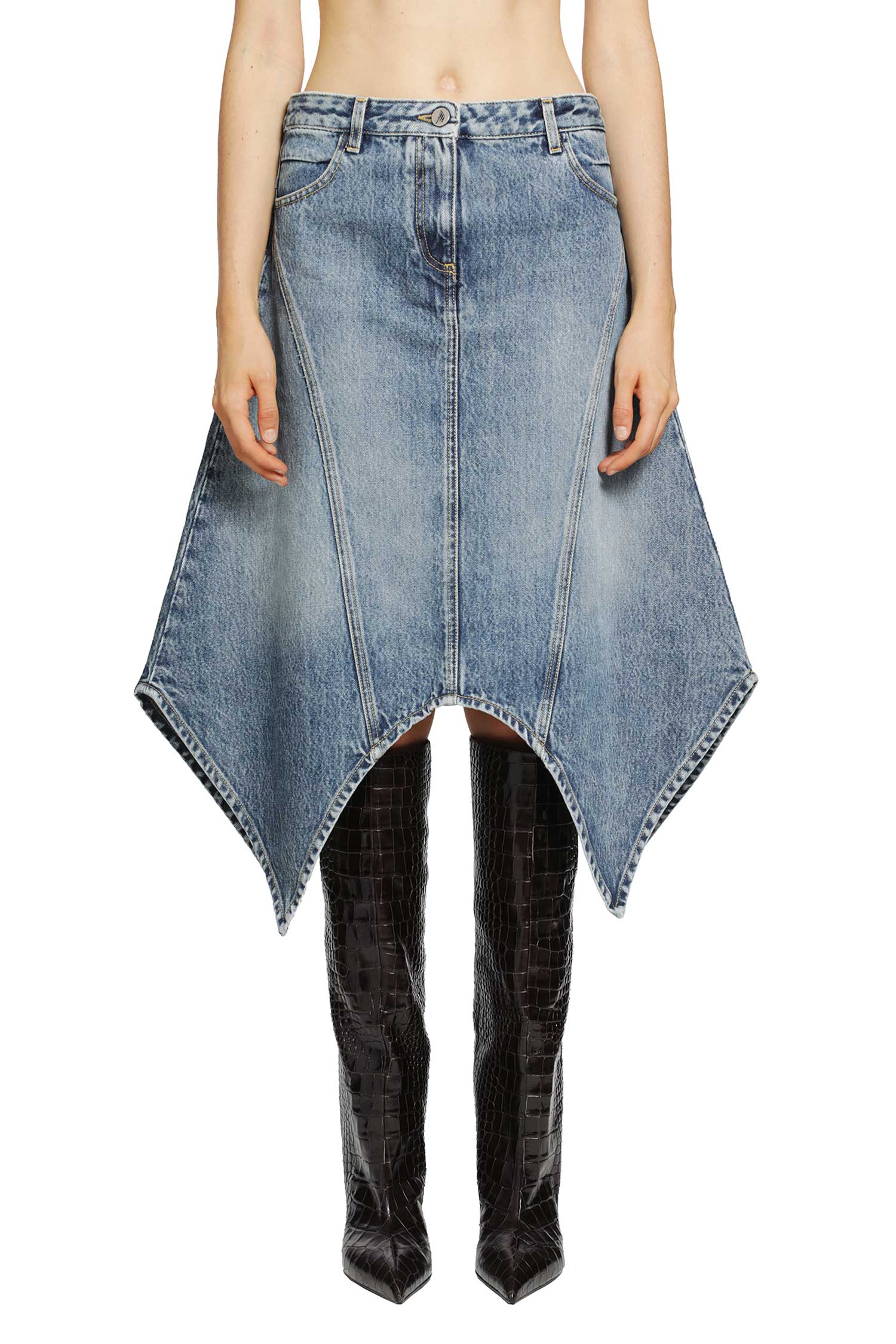 The Attico Denim Midi Skirt, view 2