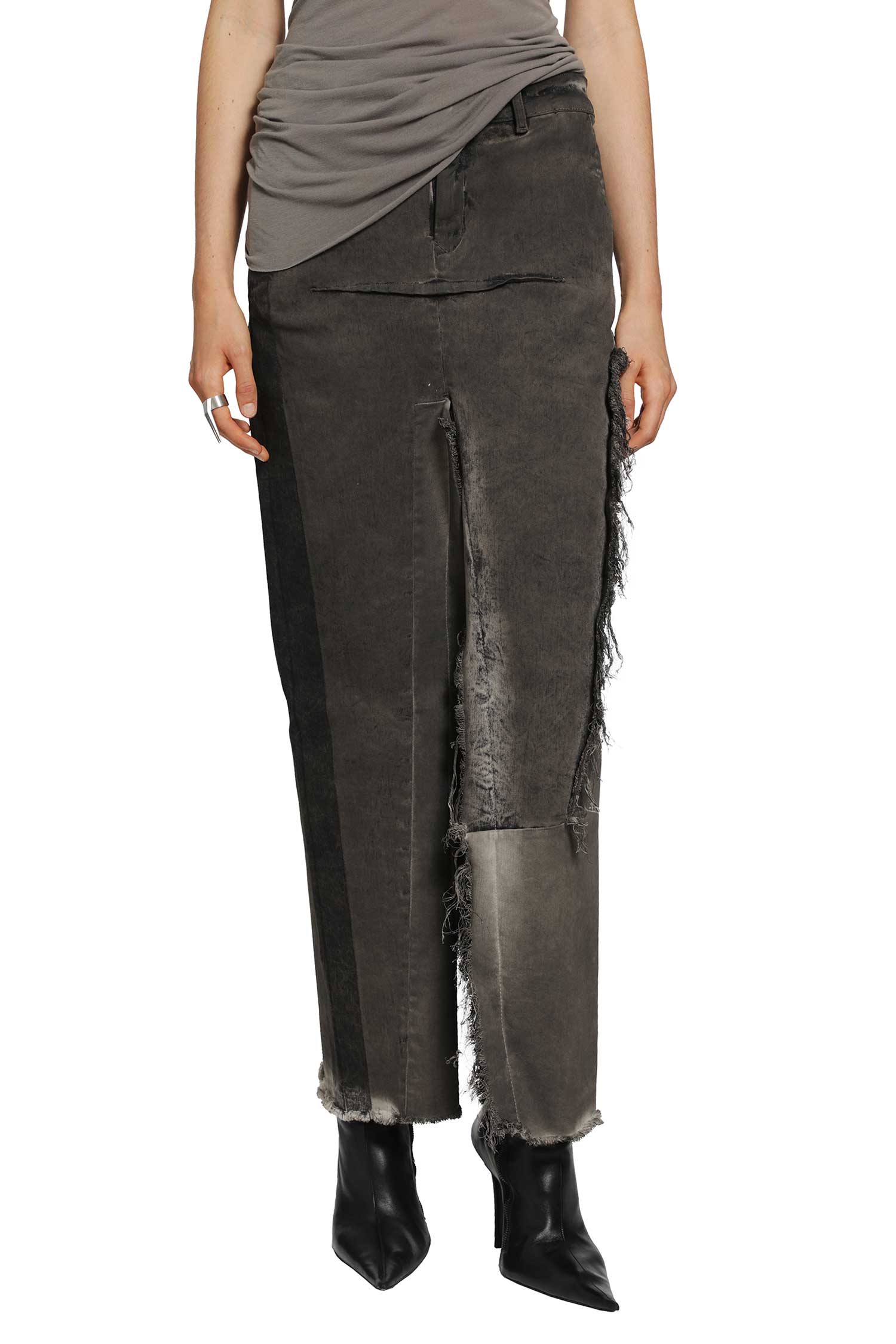 Rick Owens Tower Denim Sliced Skirt