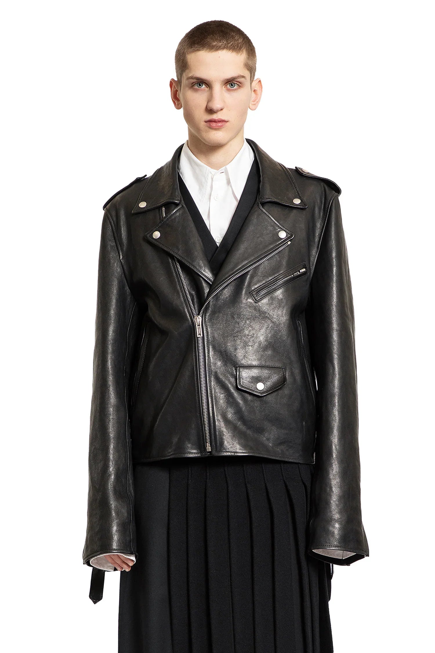 Ann Demeulemeester Arvid Perfecto in Vintage Lux Grained Leather