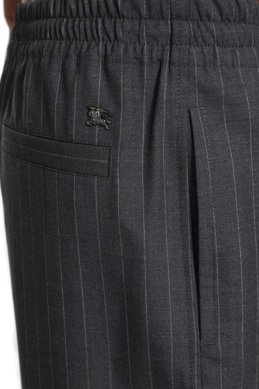 Burberry Pinstriped Wool Track Pants, view 5