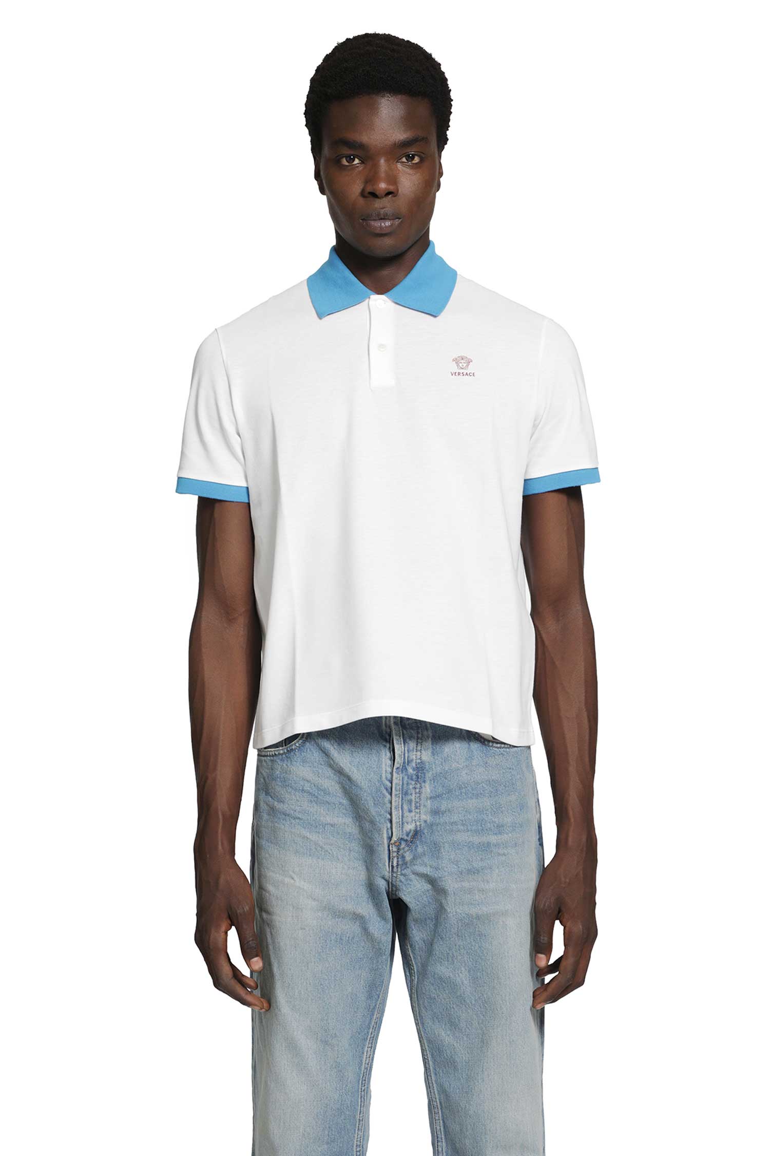 Versace Embroidered Cotton Piqué Polo, view 2