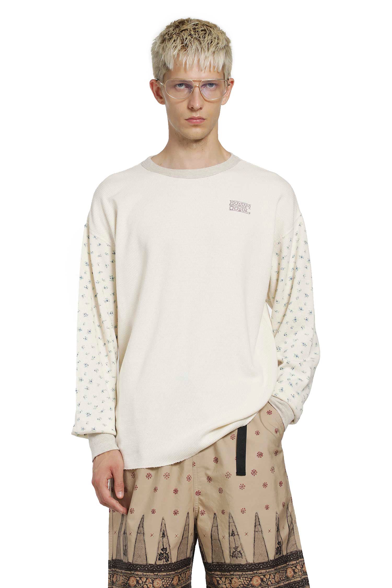 KAPITAL Waffle Jersey Calico Long Sleeve T-Shirt
