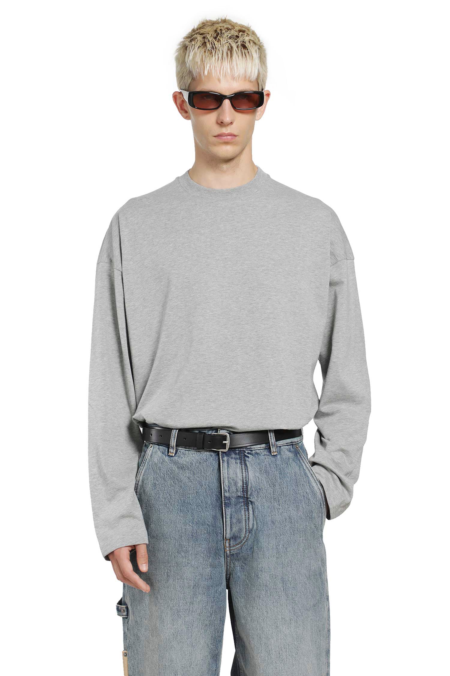 Jil Sander Vertical Logo Cotton Long Sleeve T-Shirt