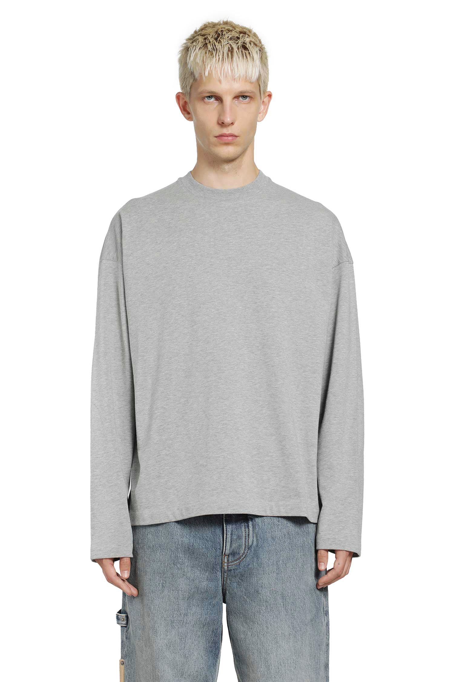 Jil Sander Vertical Logo Cotton Long Sleeve T-Shirt, view 2