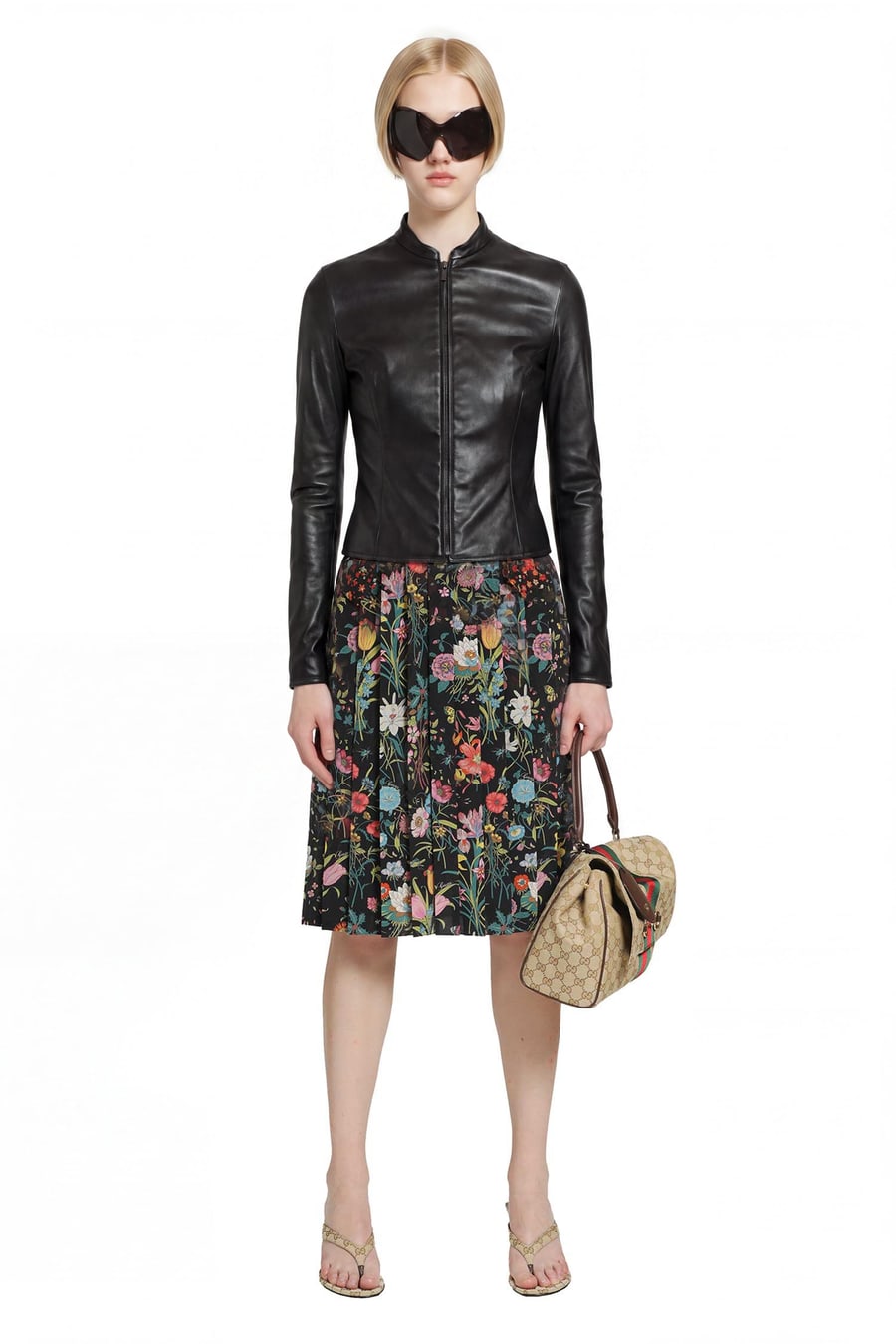 Gucci Light Stretch Leather Zip Jacket, view 5