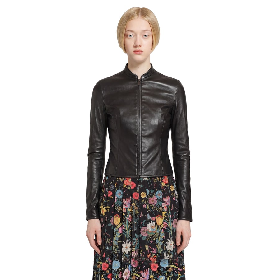 Gucci Light Stretch Leather Zip Jacket, view 6