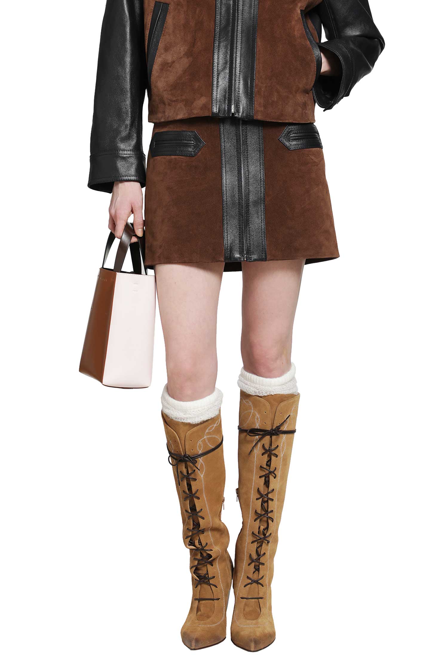 Marni Suede and Leather Mini Skirt