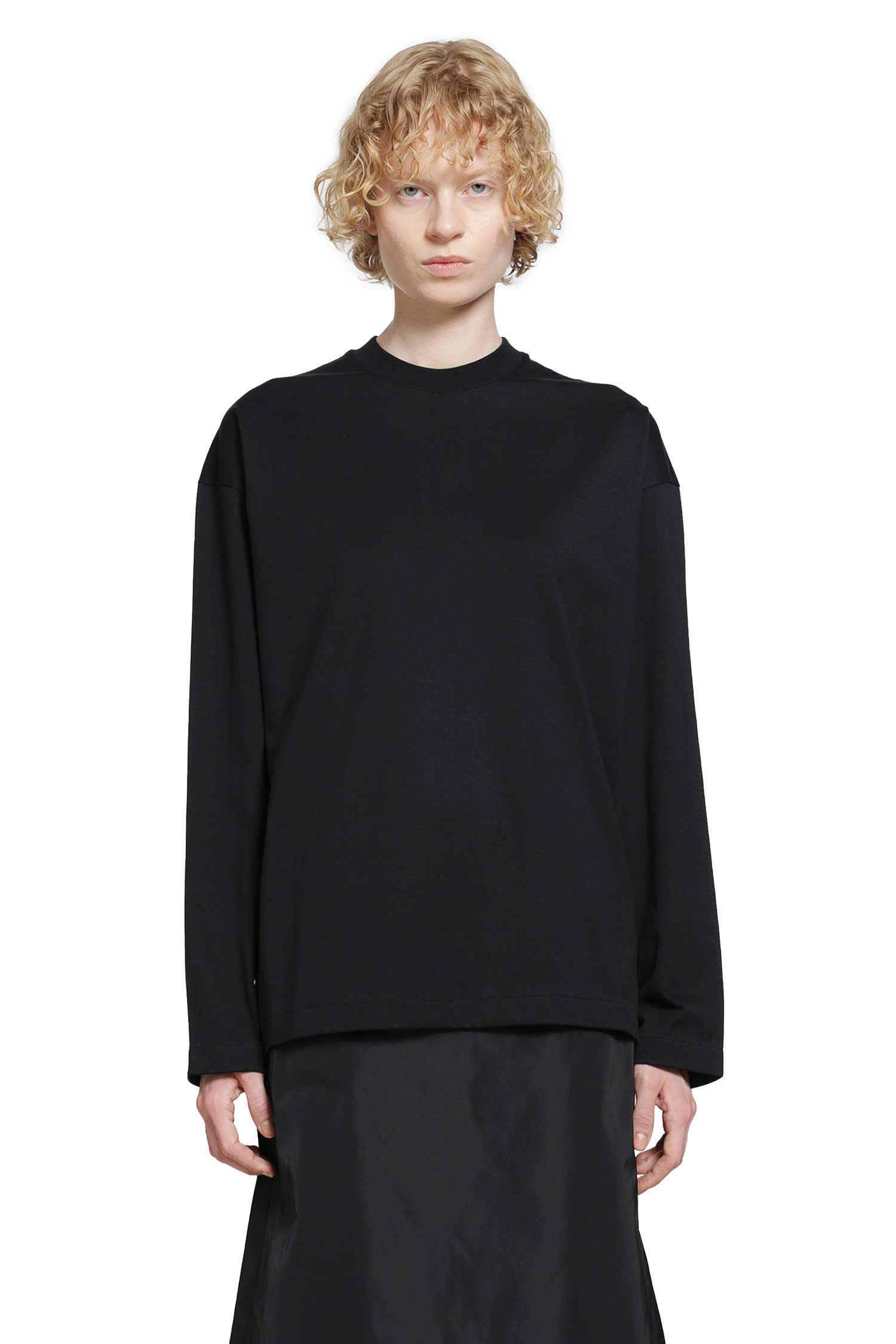 Jil Sander Cotton Crewneck Long Sleeve T-Shirt, view 2