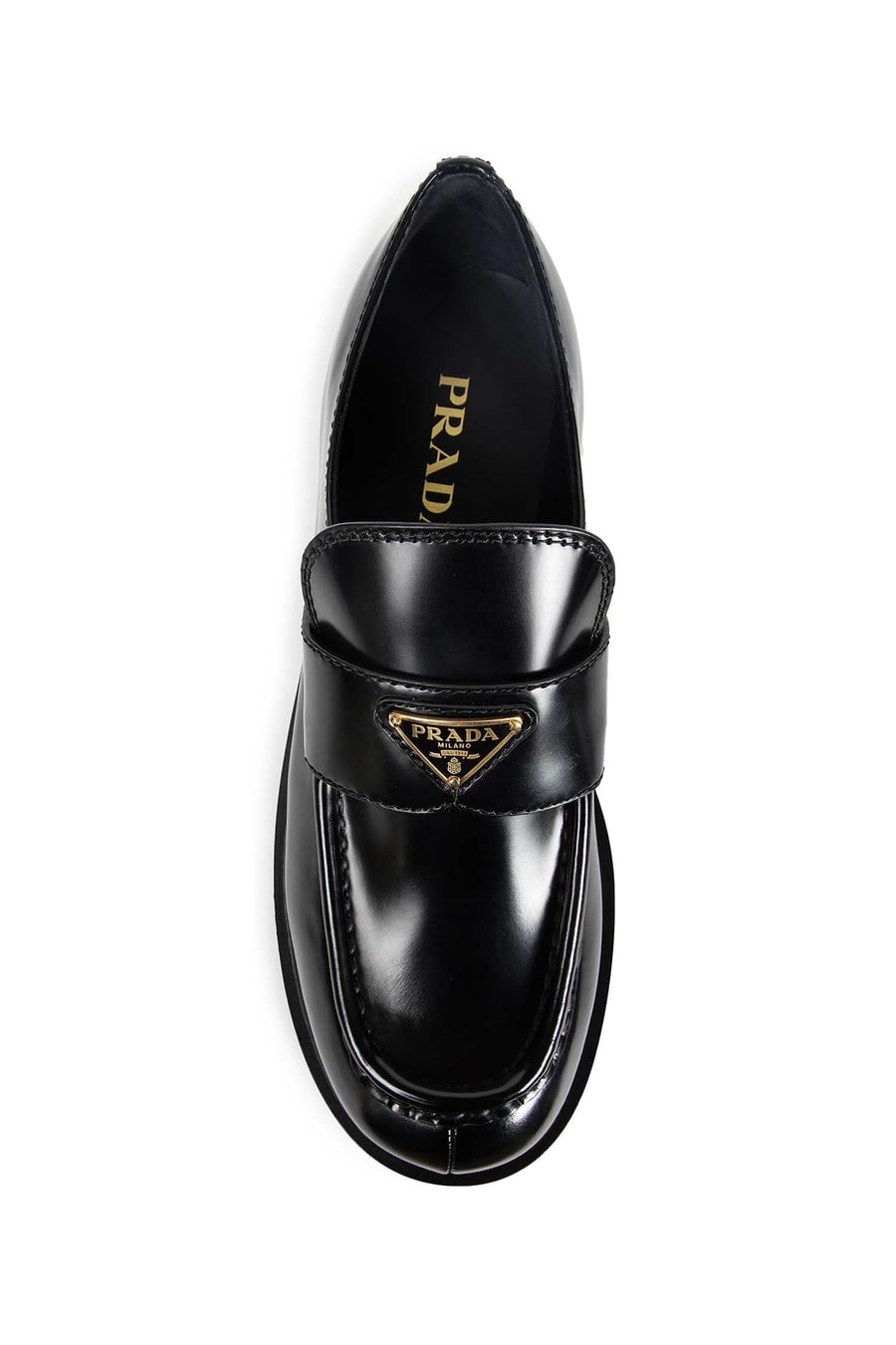 Prada Brushed Leather Platform Loafers, view 5