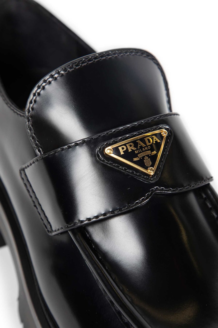 Prada Brushed Leather Platform Loafers, view 6