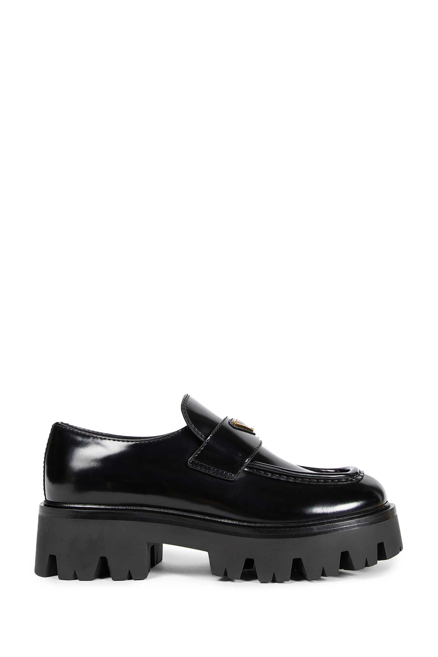 Prada Brushed Leather Platform Loafers