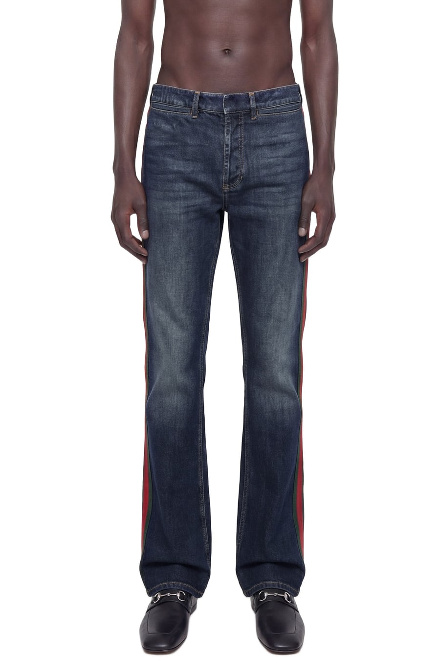 Gucci Flared 5 Pocket Jeans with Web, view 2
