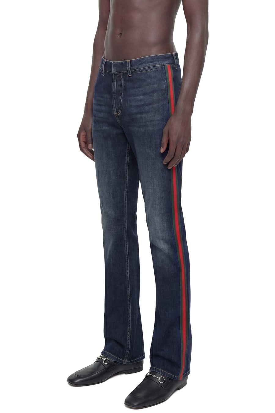 Gucci Flared 5 Pocket Jeans with Web, view 3