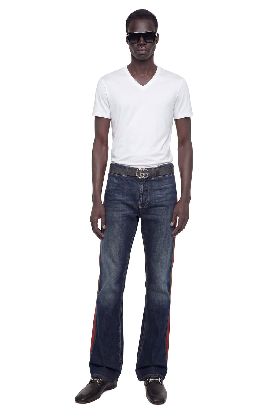 Gucci Flared 5 Pocket Jeans with Web, view 5