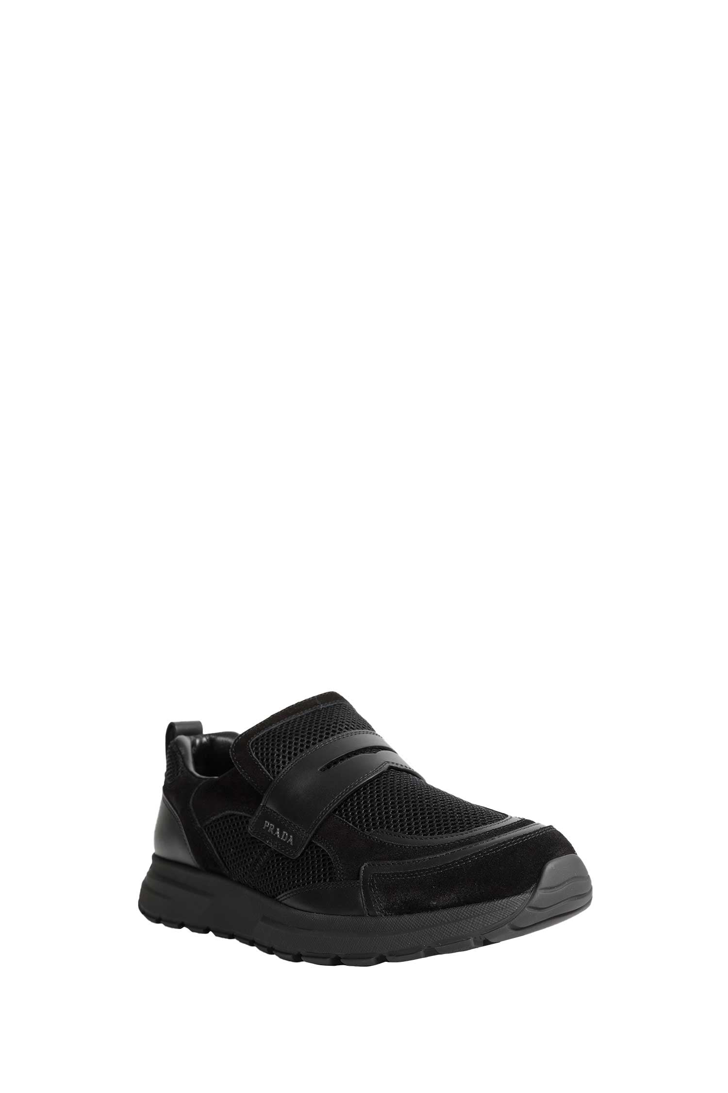 Prada Prax Mesh And Leather Loafers, view 2