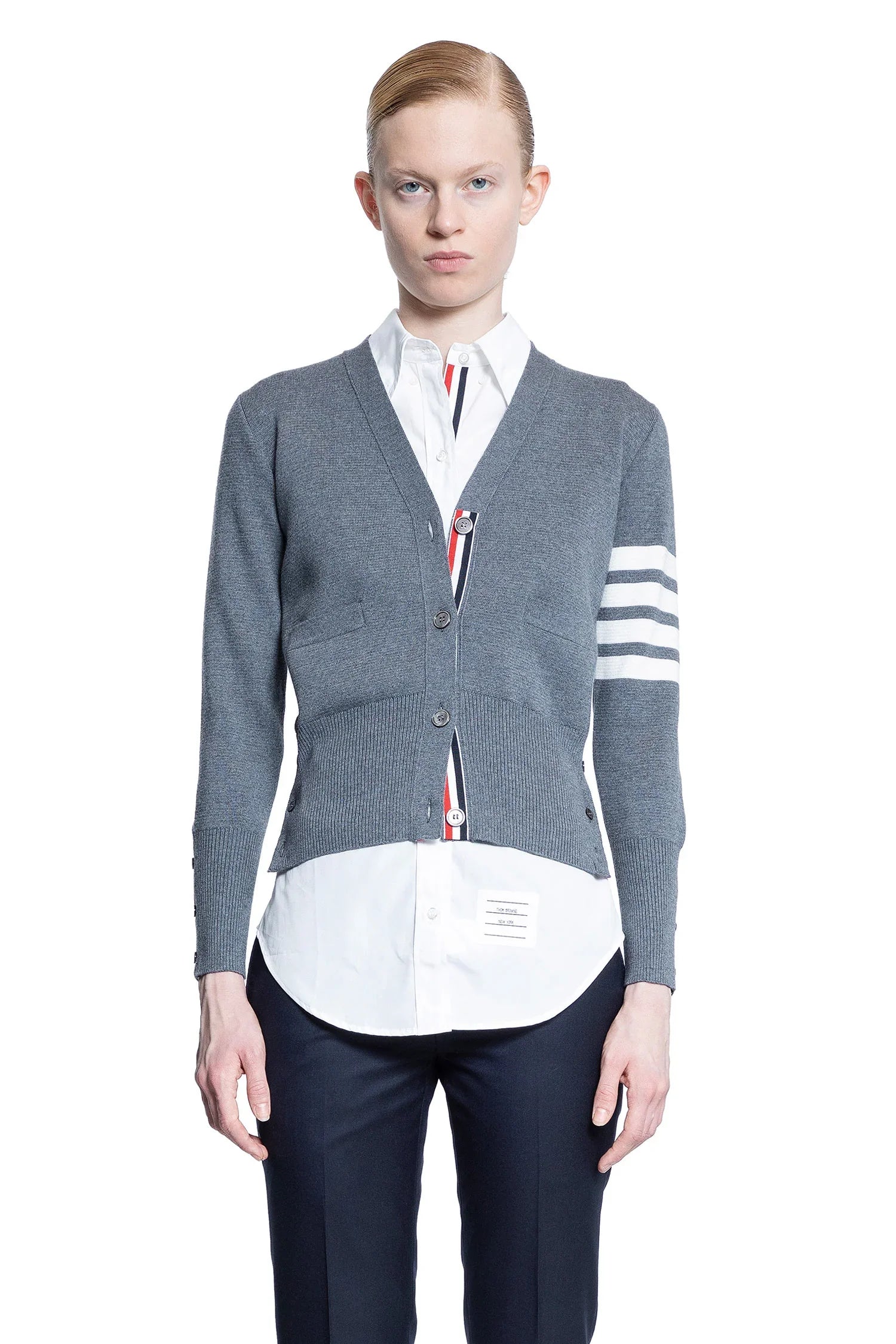 Thom Browne Wool 4-Bar V-Neck Cardigan